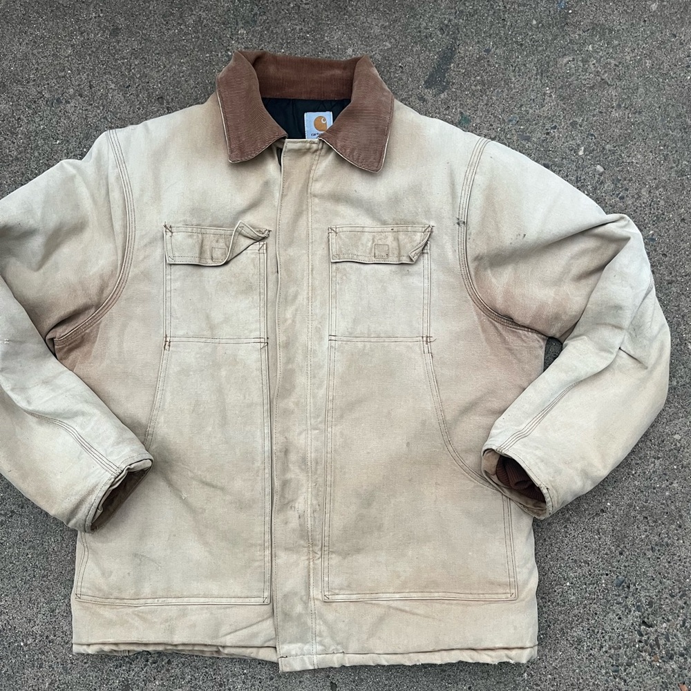 Carhartt Men's Cream and Brown Field Jacket
